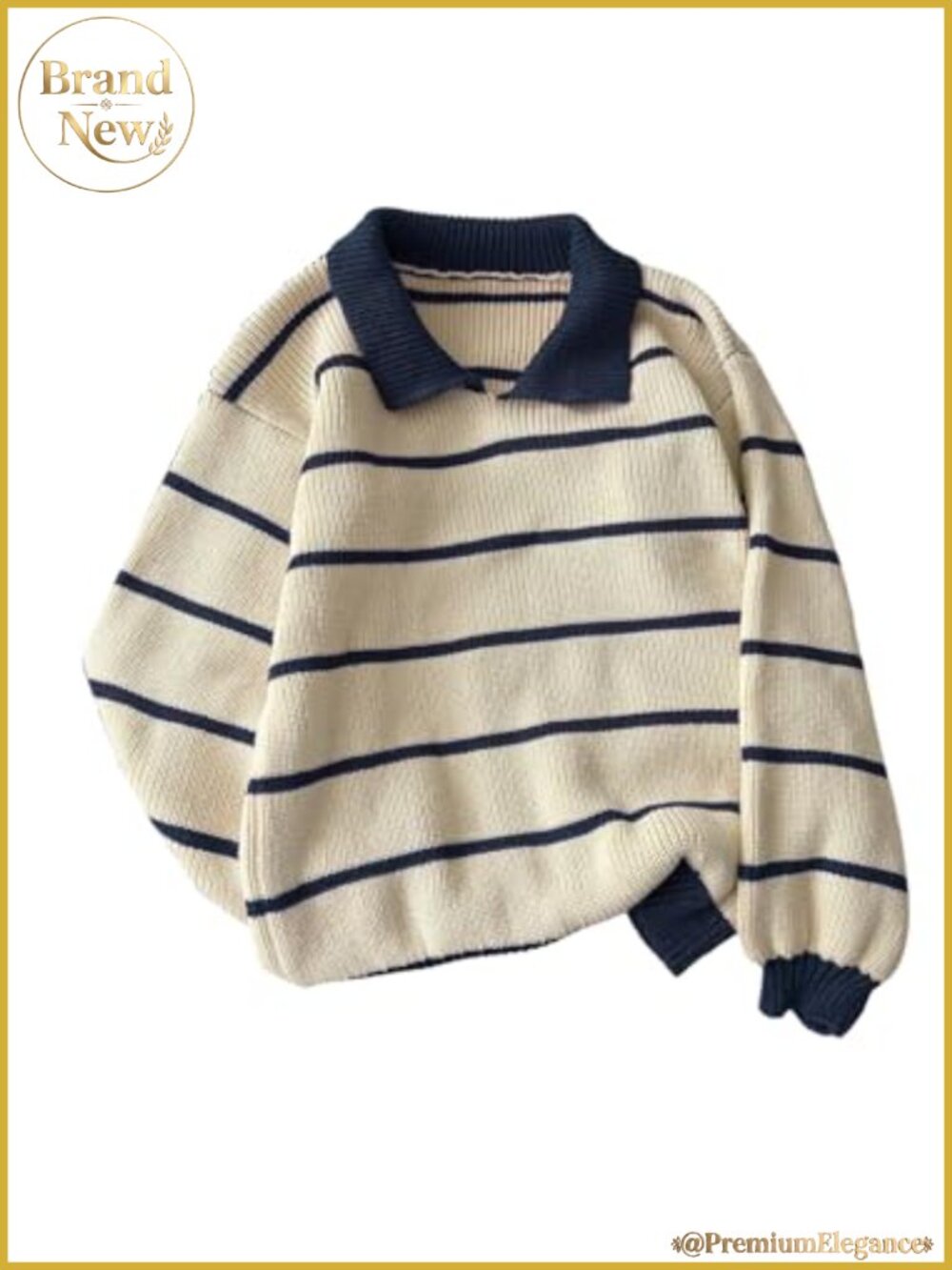 Striped Vintage Preppy Oversized Collared Knit Sweater